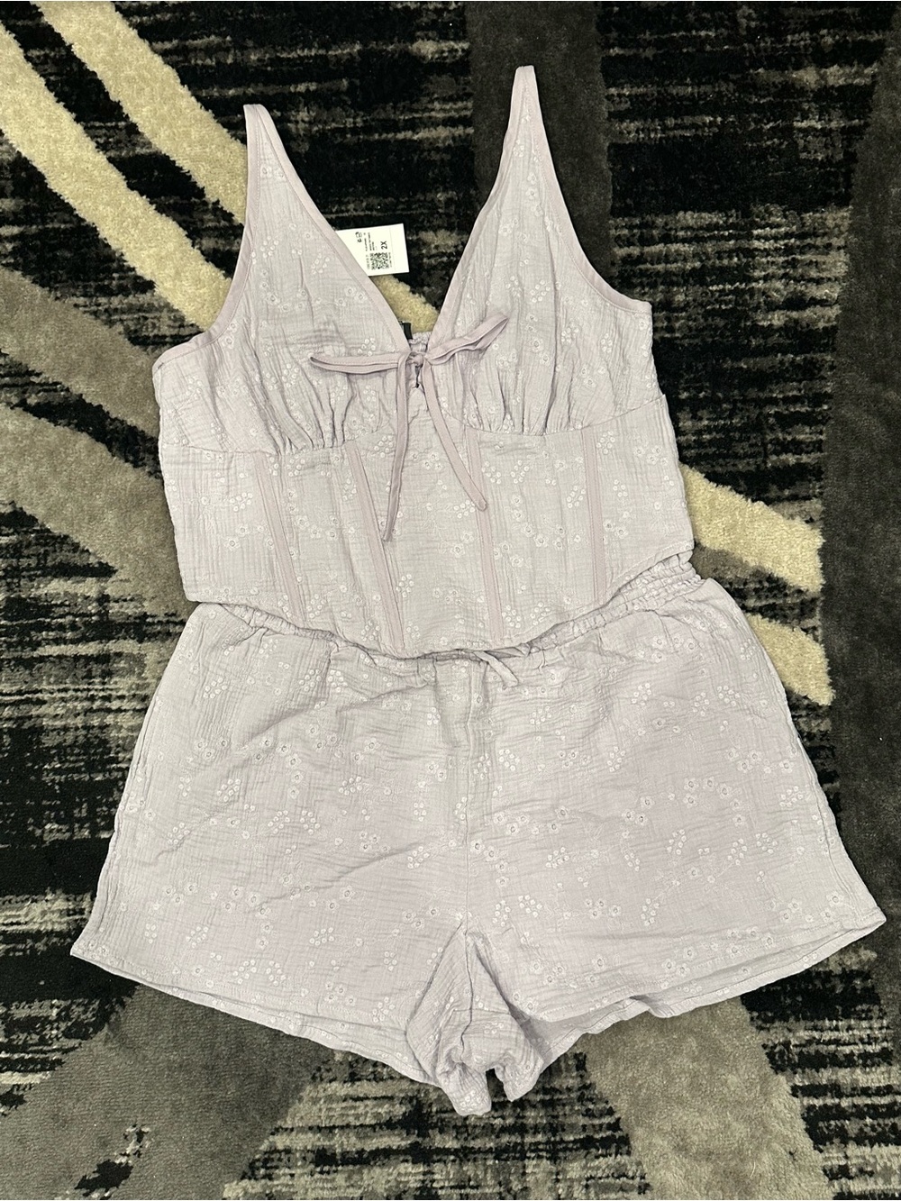 Women's Lavender Eyelet Tank & Short Set